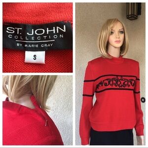 St. John collection cherry/black sweater size S